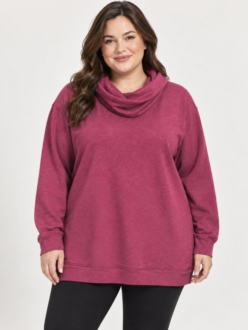 Old Navy Active XXL Berry Cowl Neck Tunic Sweatshirt Thumbholes Plus Size